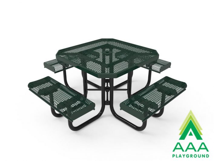 AAA Playground Expanded Metal Portable Frame Octagon Table with Rolled Edge Seats