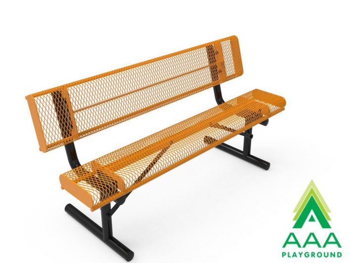 AAA Playground Expanded Metal Rolled Edge Bench with Back