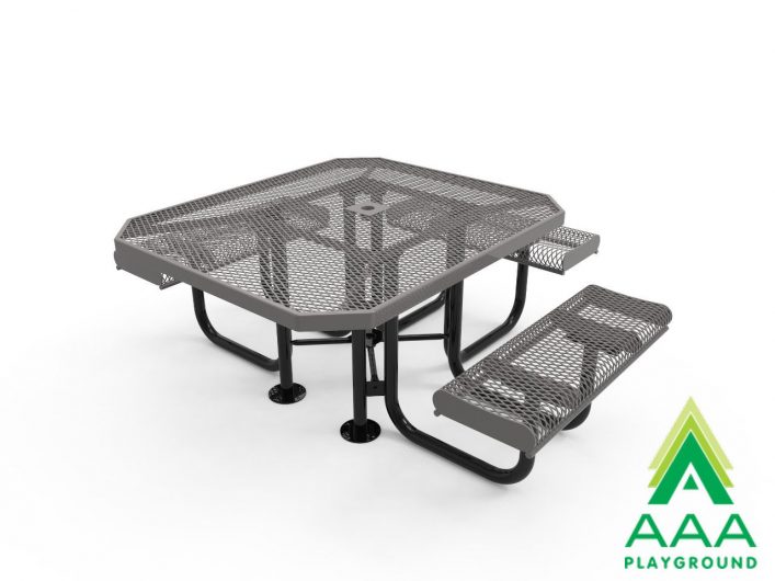 AAA Playground Expanded Metal Portable Frame Octagon Table with Rolled Edge Seats