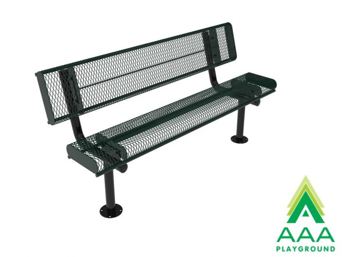 AAA Playground Expanded Metal Rolled Edge Bench with Back