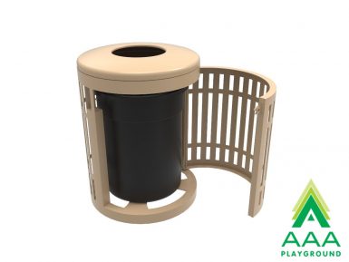 AAA Playground 32 Gallon Ribbed Steel Trash Receptacle with Door and Lid