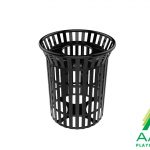 AAA Playground 32 Gallon Ribbed Steel Funnel-Top Trash Receptacle