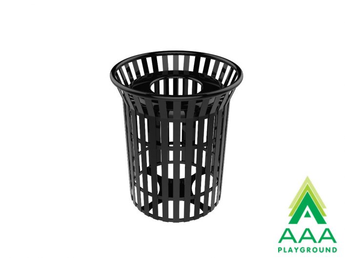 AAA Playground 32 Gallon Ribbed Steel Funnel-Top Trash Receptacle