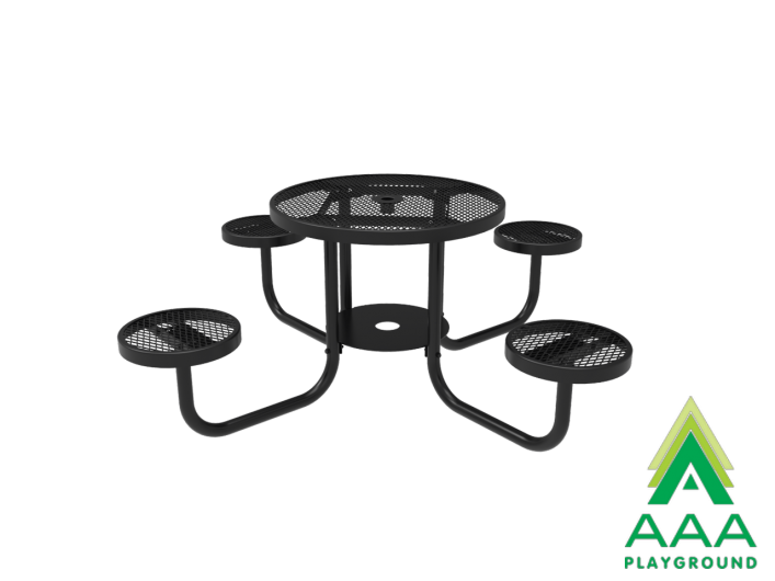 AAA Playground Expanded Metal Round Patio Table with Seats