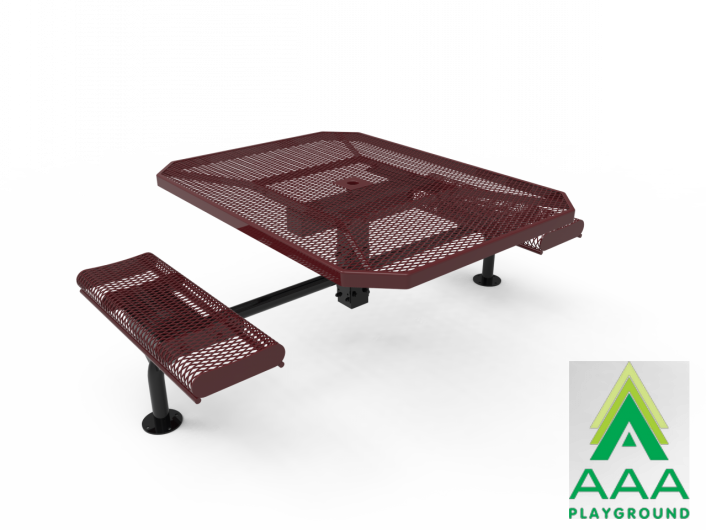 AAA Playground Expanded Metal Deluxe Frame Octagon Table with Rolled Edge Seats
