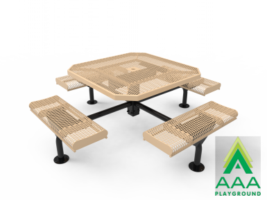 AAA Playground Expanded Metal Deluxe Frame Octagon Table with Rolled Edge Seats