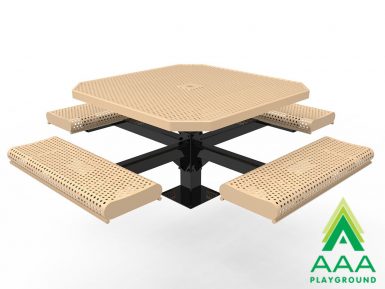 AAA Playground Expanded Metal Single Post Octagon Table with Rolled Edge Seats