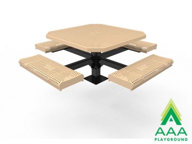 AAA Playground Honeycomb Steel Single Post Octagon Table with Rolled Edge Seats