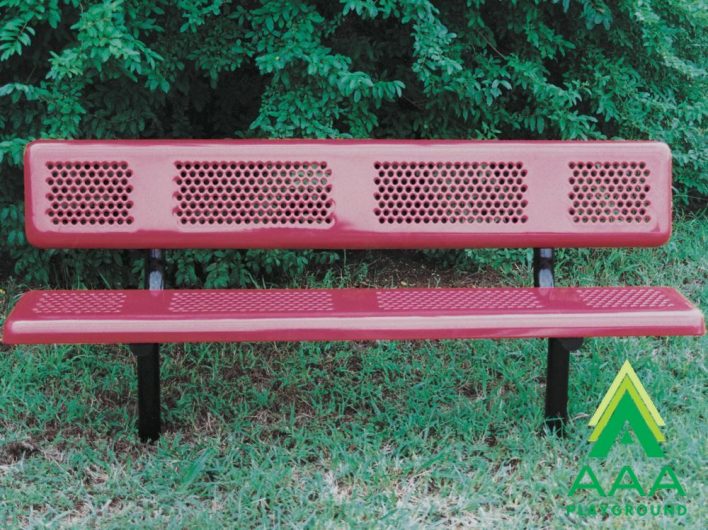 Perforated Style Park Bench With Back