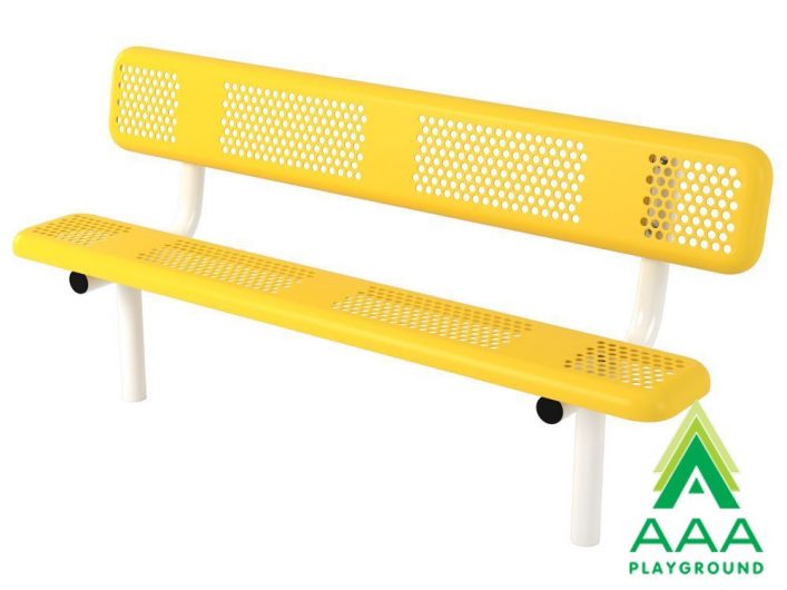 Perforated Style Park Bench With Back
