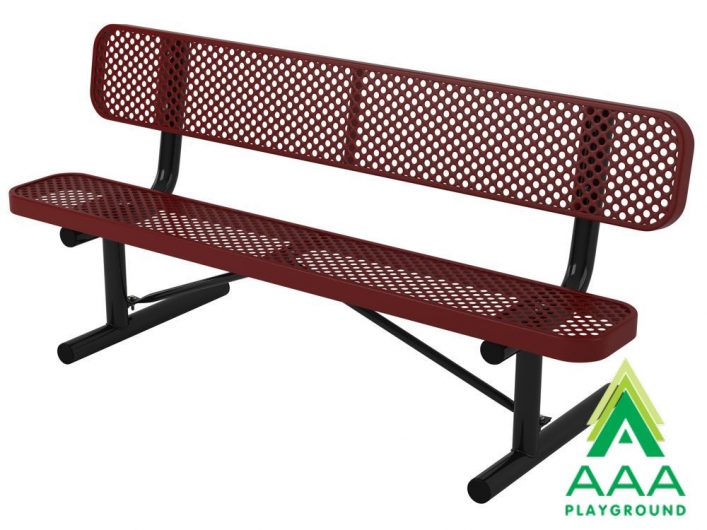 Perforated Style Park Bench With Back