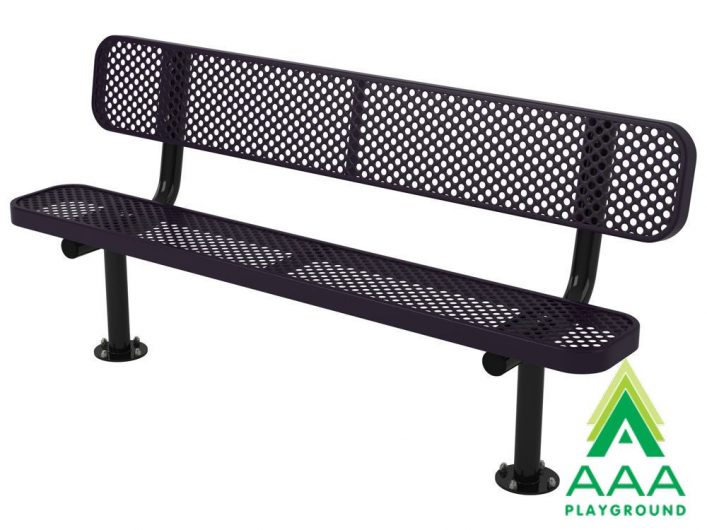 Perforated Style Park Bench With Back