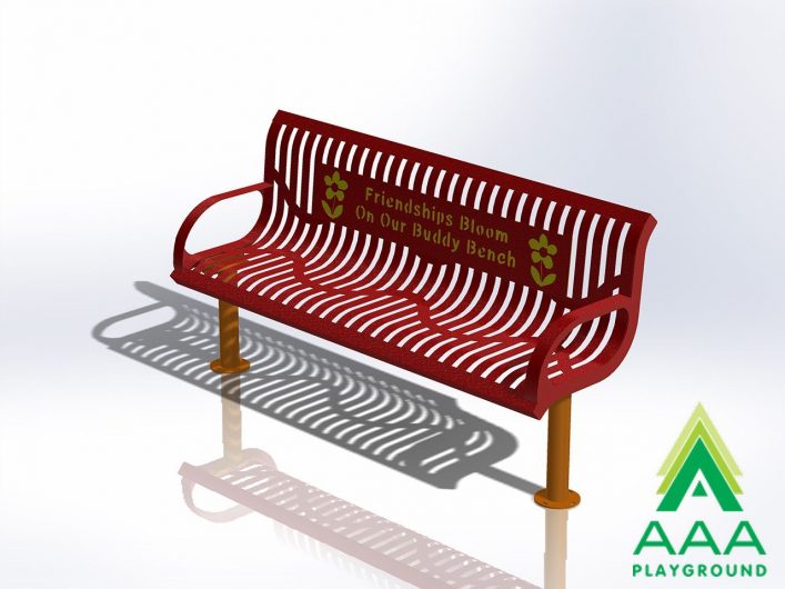 6 foot long Buddy Bloom Buddy Bench with Classic Wingline Style with Back