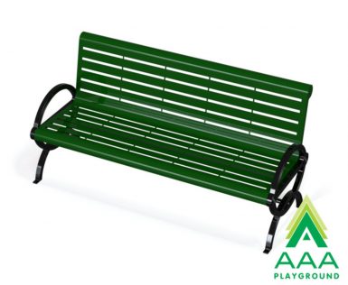 Gateway Horizontal Planking Steel Slatted Bench with Back