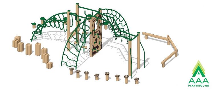 Pikes Peak Recycled Playground Fitness Climber with Steppers and Balance Beam