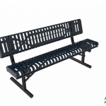 AAA Playground Ribbed Steel Rolled Edge Bench with Back