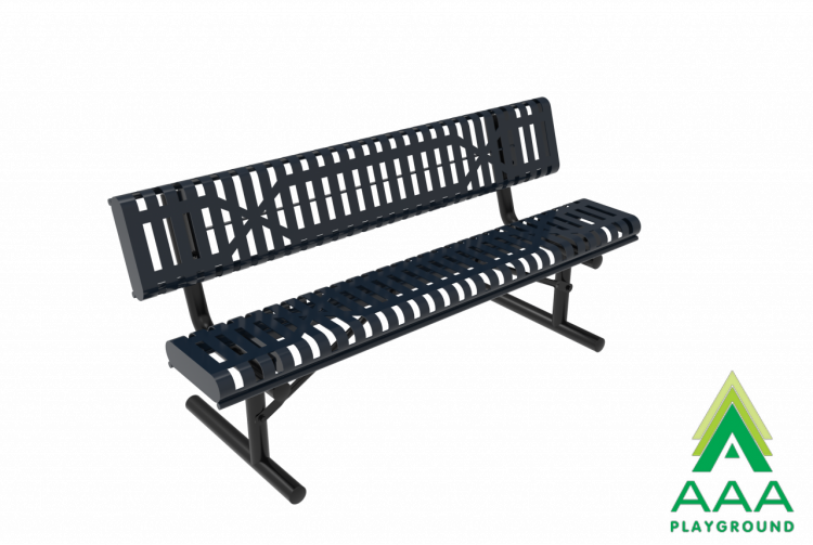 AAA Playground Ribbed Steel Rolled Edge Bench with Back