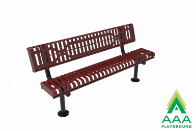 AAA Playground Ribbed Steel Rolled Edge Bench with Back