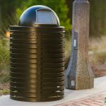 Horizontal Strap Style Trash Receptacle