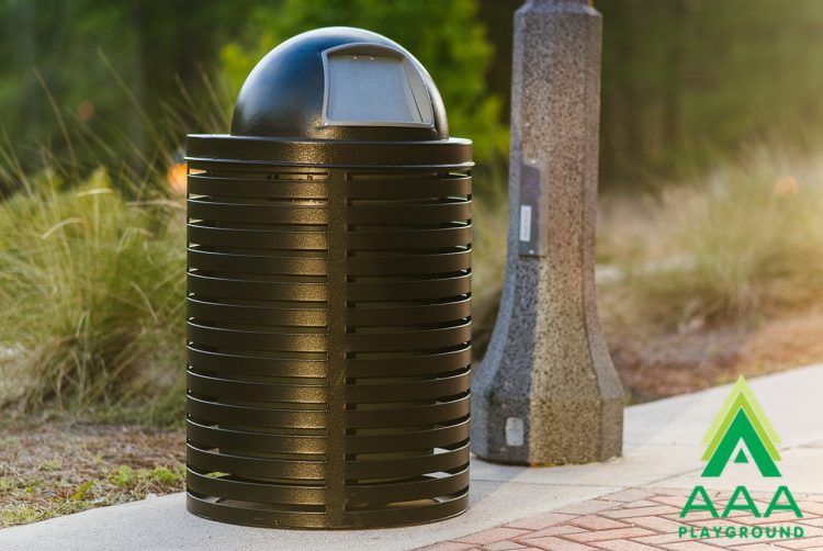 Horizontal Strap Style Trash Receptacle