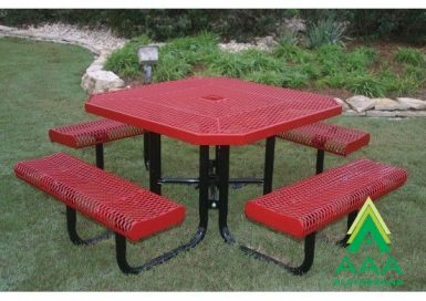 AAA Playground Expanded Metal Portable Frame Octagon Table with Rolled Edge Seats