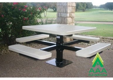 AAA Playground Expanded Metal Single Post Square Table