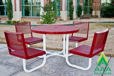 42-inch Round Portable Cafe Table with 4 Attached Seats with Backs