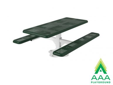 Perforated Rectangular Single Pedestal Frame Picnic Table with Attached Seating