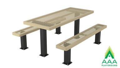 Regal Rectangular Pedestal Frame Picnic Table with Detatched Seating