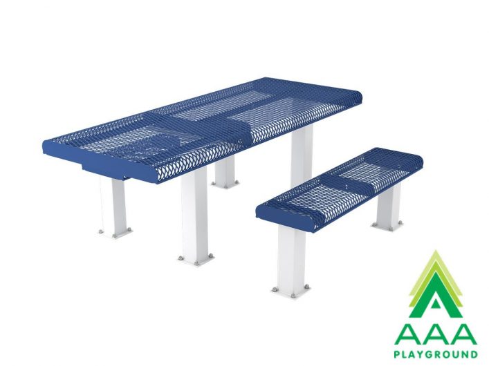ADA Accessible Rolled Rectangular Pedestal Frame Picnic Table with Detached Seating
