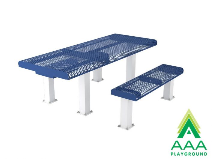 AAA Playground Accessible Rolled Rectangular Pedestal Frame Picnic Table with Detached Seating