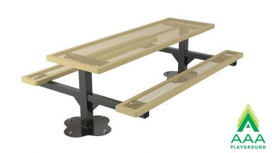 Regal Rectangular Double Pedestal Frame Picnic Table with Attached Seating