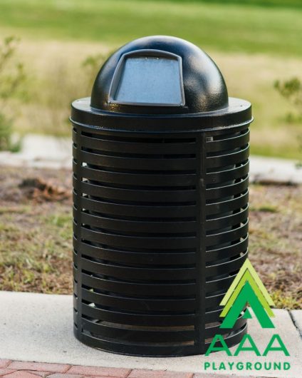 Horizontal Strap Style Trash Receptacle