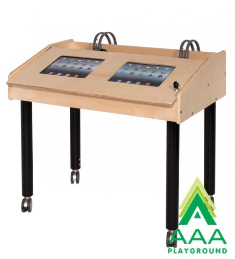 AAA Playground 2-Station Double Wide Technology Table with Adjustable Legs