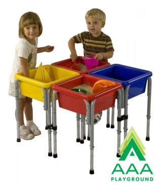AAA Playground Four Station Square Sand & Water Table with Lids
