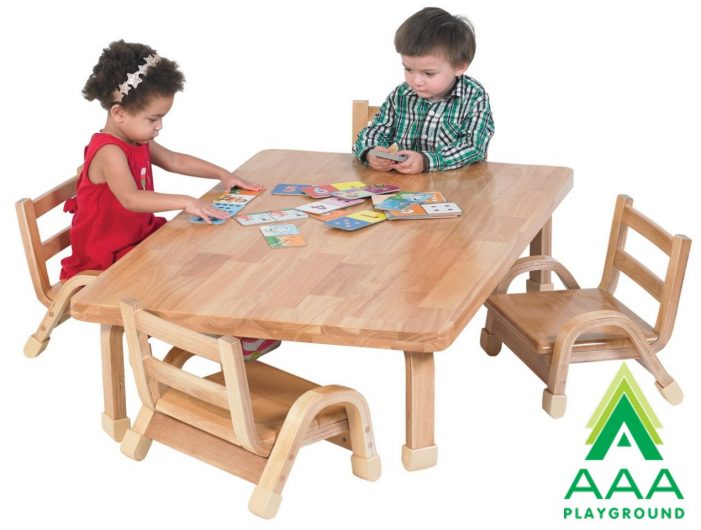 AAA Playground Natural Wood Collection Rectangular Table & Chair Set