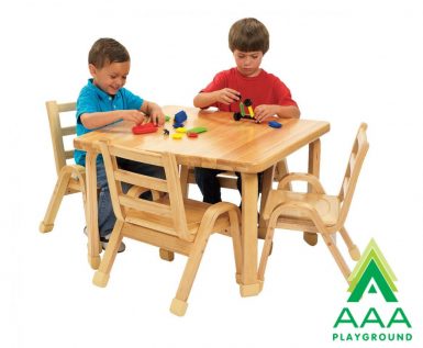 AAA Playground Natural Wood Collection Square Table & Chair Set