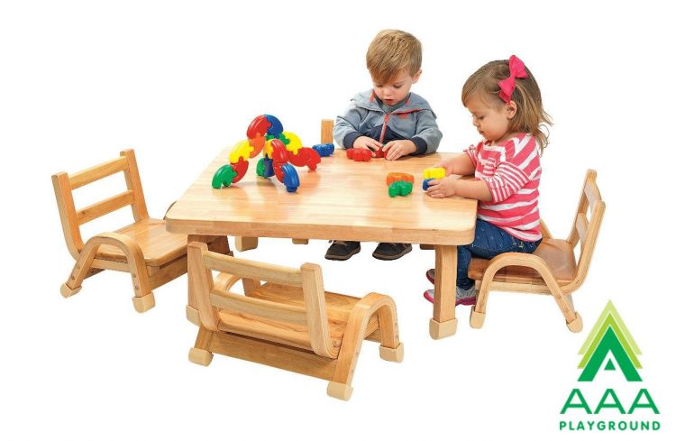 AAA Playground Natural Wood Collection Square Table & Chair Set